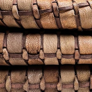 Braided Brown Lambskin Leather 39 x 24 in or 20 x 24 in Sheets Thick Rectangle Leather Unique Laser Cut Sheepskin ~1mm/2.5oz image 2