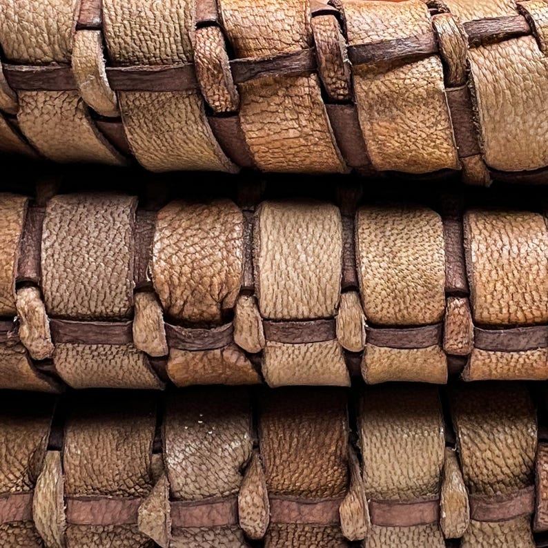 Braided Brown Lambskin Leather 39 x 24 in or 20 x 24 in Sheets Thick Rectangle Leather Unique Laser Cut Sheepskin ~1mm/2.5oz image 2