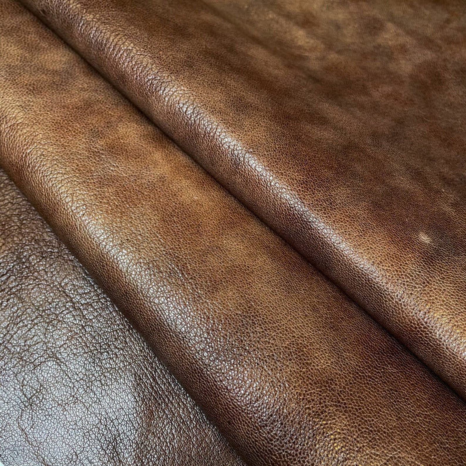 Vintage Brown Leather // Real Animal Leather For Sewing // 6 Etsy