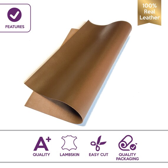 BROWN Leather Sheet Pieces of Natural Sheep Leather in 12x18 Light