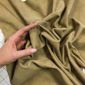BEIGE Green Suede Leather// Genuine Sheep sheets for sewing //Velour leather hides //Natural Leather material //LARK 702, 0.6 mm/1.5 oz image 4