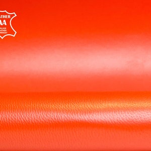 Bright ORANGE Leather // Genuine Lambskin Leather //Real Animal Skin hides// Natural leather for sewing// ORANGE SATIN, 570, 0.9 mm/ 2.25 oz