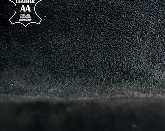 Black Lambskin Suede Thin Soft Velour Fabric 4 - 5 sqft // 0.38 - 0.5m2 MOONLESS NIGHT 193 0.6mm/1.5oz