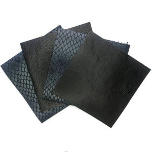 Calf Leather Sheets || Black Cow Leather Pieces || Indigo Blue Textured Pieces || Sizes from 5x5 inches to 18x24 inches