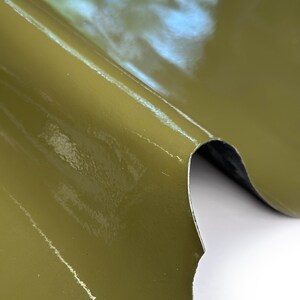 Shiny Green Patent Lambskin Leather 4, 5, 6 sqft (0.36-0.66m2) Italian Hides Lacquer Finish 0.8mm//2oz Khaki Patent 1625 image 8