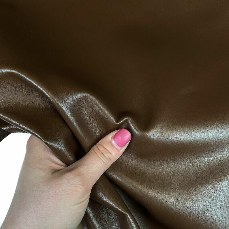 Brown Leather // Real Animal Leather // Shiny Sewing Material // 4.5 - 6 sqft // 0.44 - 0.61 m2 // Potting Soil, 1163, 0.9mm/2.25oz image 8