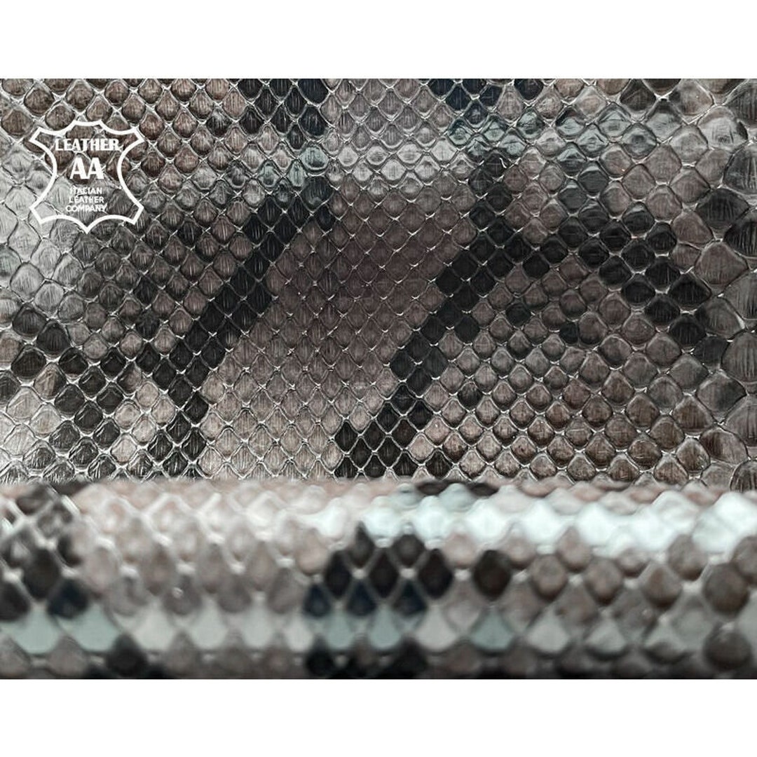 Python Leather Sheets | Snake Hide | Choose Your Size | Gray