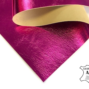 Bright Pink Metallic Sheet Lambskin Pieces 6x6 / 8x10 / 12x12 / 12x18 / 18x24 For Art and Crafts Genuine Leather scrap 2oz/.8mm 700 FUCHSIA