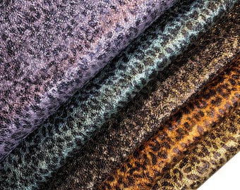 Textured Leopard Print Leather Hides// Genuine Lambskin Leather Hides //Choose Your Color //CRUNCHY LEOPARD MIX 1.0 mm / 2.5 oz