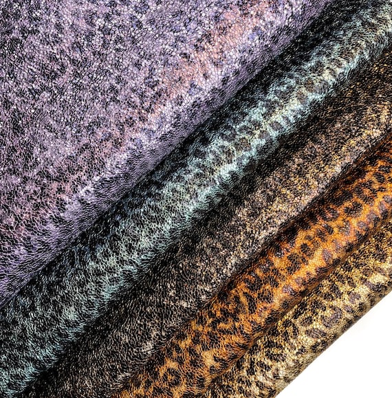 Textured Leopard Print Leather Hides// Genuine Lambskin Leather Hides //Choose Your Color //CRUNCHY LEOPARD MIX 1.0 mm / 2.5 oz