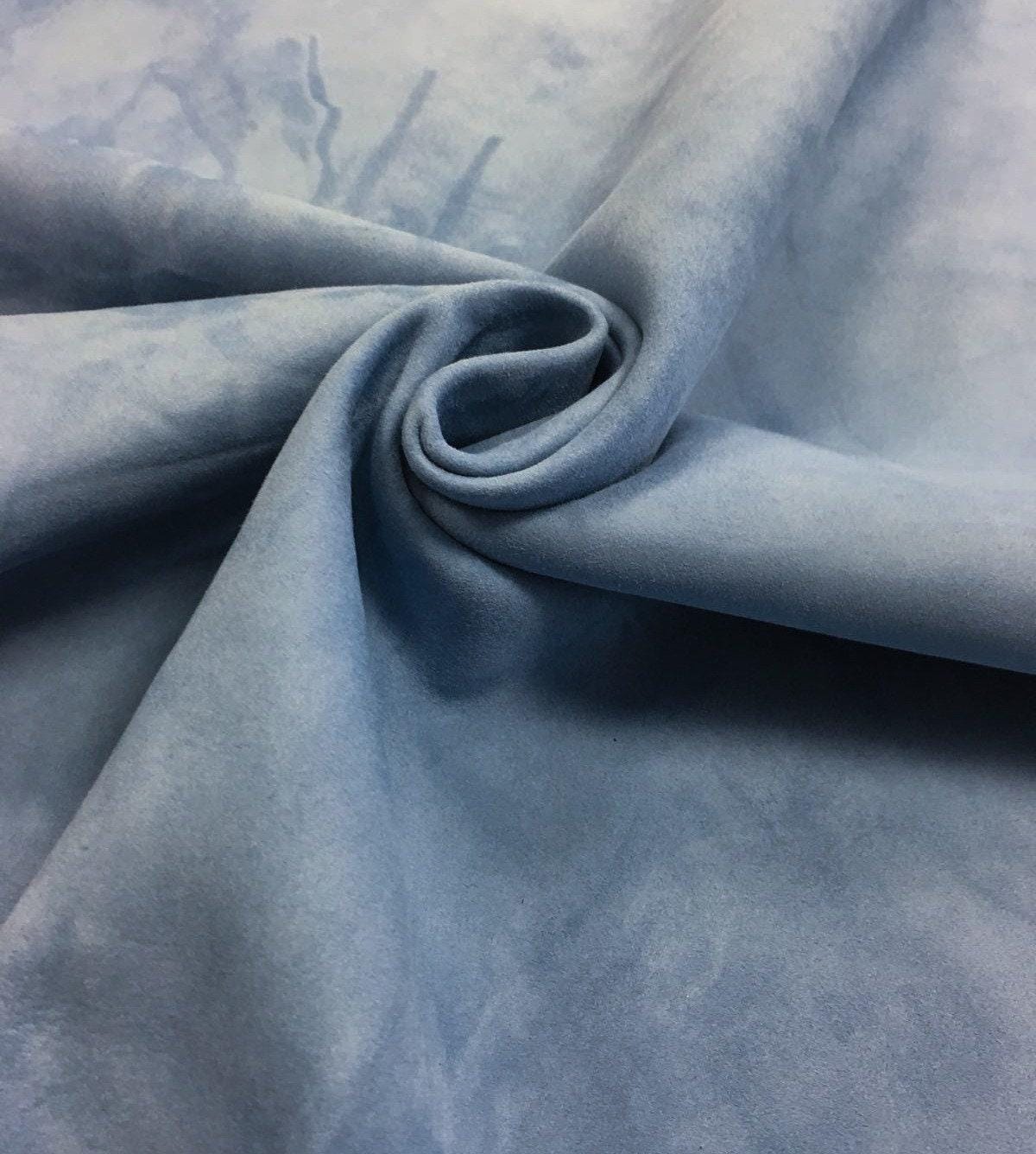 Blue Suede Lambskin 3 - 4 sqft // 0.26 - 0.46 m2 Soft Sewing Fabric Light Blue Velour Material For Sewing 0.7 mm/ 1.75 oz DUSK BLUE 668