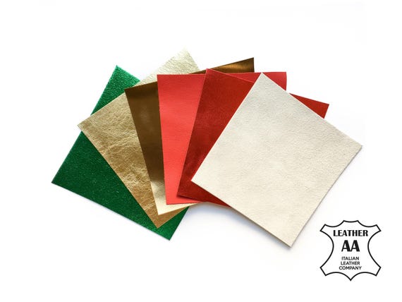 NEW Xmas theme leather sheets Real leather pieces for DIY Christmas theme fabric Real leather material Shiny leather pieces for handcrafting