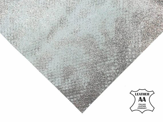 Sparkly Suede Sheet Real Animal Leather Scraps 6x6 / 8x10 / 12x12 / 12x18 / 18x24 Metallic Silver Shine On White Crafting Winter Suede 1047