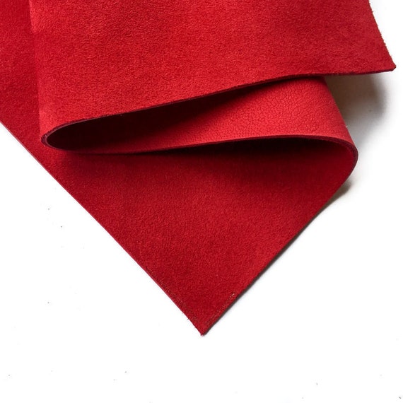 RED Genuine Suede Leather Sheet 6x6in//15x15cm 2oz//0.8mm Red Velour SALSA 486
