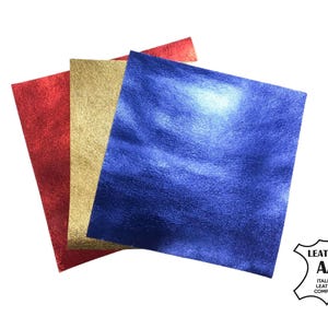 WONDER WOMAN mix Metallic leather scraps blue, gold, red thin sheets for crafts