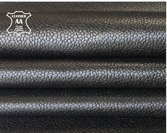 Textured BLACK Leather Sheets // Real Pebbled Leather Fabric// Genuine Leather  Hides for Sewing //BUMPY BLACK 846, 2oz/ 0.8 Mm -  Norway