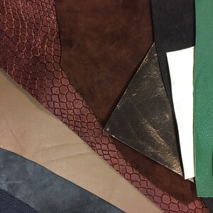 MIX Leather Scraps Colorful leather fabric pieces Precut DIY leather scrap packs Genuine leather fabric Earring material Napa/suede/Print image 4