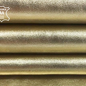Couro de cordeiro metálico dourado 4, 5, 6 pés quadrados (0,36-0,66 m²) Couro animal brilhante para artesanato 0,9 mm/2,25 oz MARY'S GOLD 159