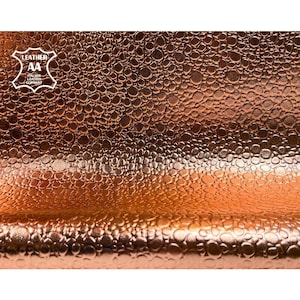 Metallic Rose Gold Leather With Stone Print // The Size of A Hide 4 - 5 sqft Real Animal Leather Pieces // Rose Gold Stones 1074