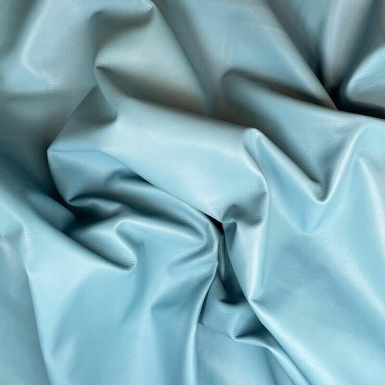 Light Blue Real Leather Hides // Handbag and Accessories Material // 7 - 9 sqft// Natural Fabric // Milky Blue, 1117, 0.5 mm image 6