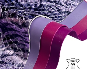 Limited Edition Lambskin Leather Sheets – Set of 4 Pieces – 8x10 inch Each – Italian Lambskin – Croco Embossed & Smooth 0.7-1.3mm