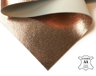 Rose Gold Metallic Leather Sheet | Natural Italian Lambskin | Various Sizes: 6x6 / 8x10 / 12x12 / 12x18 / 18x24 | 2.5 oz