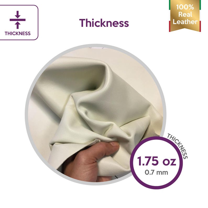 Cream WHITE Leather Fabric 5 - 7 sqft Sheepskin Off White Leather Milk White Leather Pieces 0.7 mm // 1.5 oz CANNOLI CREAM 776 image 4