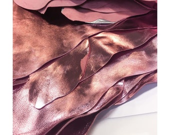 PINK Metallic Leather Sheets Genuine Sheep Skin Pink Metal Hides for Crafts  Natural Lambskin Leather Fabric ROSE QUARTZ, 583, 2.25 Oz 