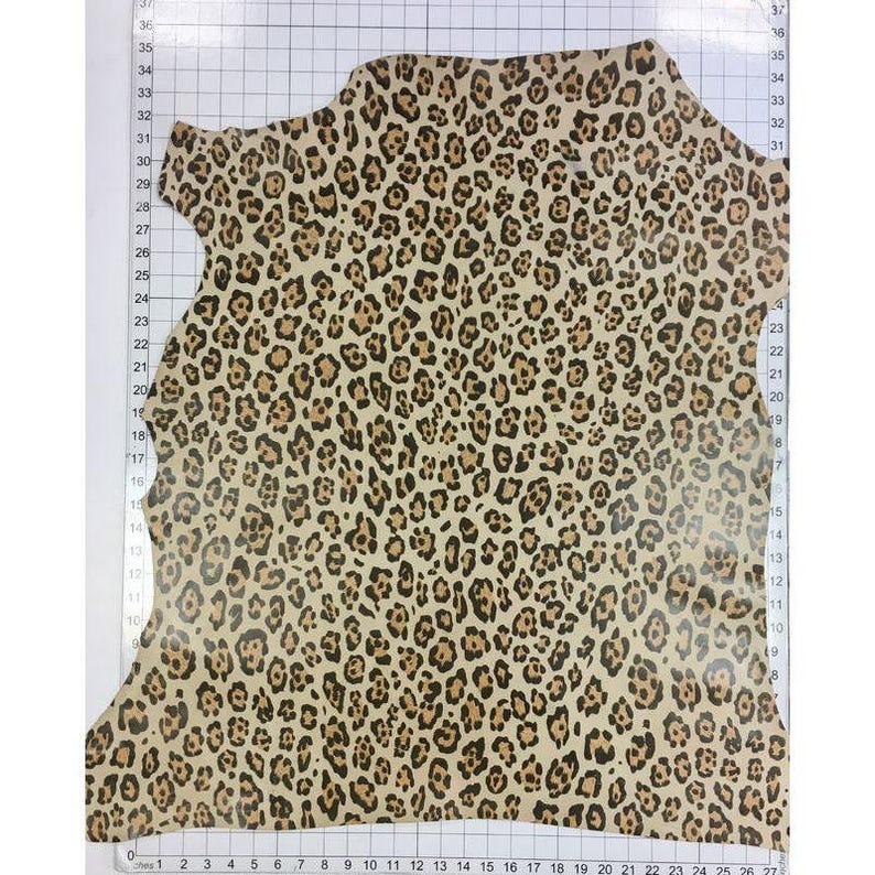Jaguar Print Genuine Sheep Leather Hides Leopard Animal Skin for crafting, Natural fabric material JAGUAR, 732 2.5 oz image 10