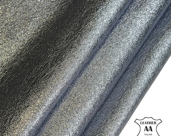Blue Silver Crunch Metallic Lambskin Leather 5, 7 sqft Real Animal Hides 1mm//2.5oz Cosmo 1692