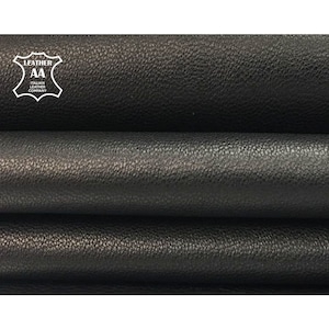 Pelli di pelle NERA sottile, morbida e semi opaca Tessuto di vera pelle nera 1,75 oz/0,7 mm Pezzo di pelle nera, pelle di pecora testurizzata NUOVO NERO 834