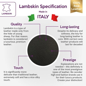 Black Lambskin Leather 5, 6, 7 sqft (0.56-0.76m2) Natural Sewing Animal Hides Italian Quality Leather For Crafts 0.5mm/1.25oz JET BLACK 516 image 2