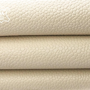 Pieles genuinas de color blanco leche // Material de cuero granulado // Cuero texturizado para costura de color blanco crema // 922 granulado blanco leche de 1,0 mm/2,5 oz