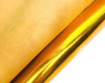 SALE Gold Leather Hides Genuine Lambskin Soft Metallic DIY Craft Material F773 