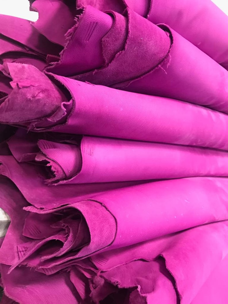 PINK Suede fabric Genuine sheep skin sheets for sewing VIVID VIOLA 2oz Purple Suede material for crafting Purple Leather Soft Leather pieces