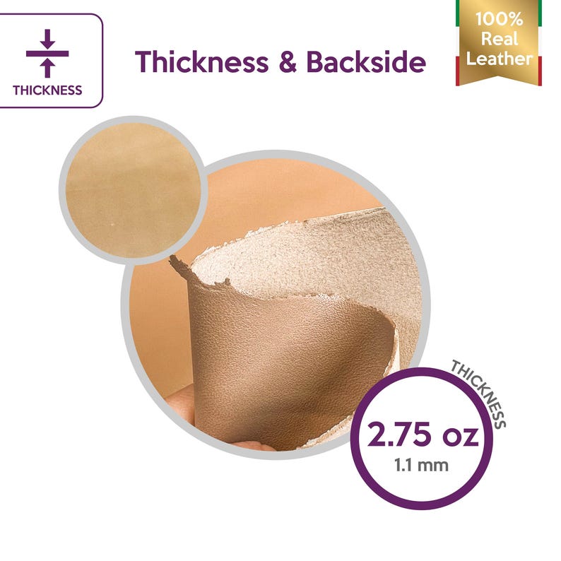 Beige Lambskin Leather Pieces 6, 7, 8, 9 sqft Matte Finish Real Thick Hides For Shoe Making Soft Fabric 1mm // 2.5oz DOE 1406 image 4