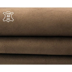 Brown Suede Material 3- 4 sqft // 0.28 - 0.47m2 Genuine Leather Hides // Brown Sewing Pieces // Coffee Liqueur 924, 0.9 mm / 2.25 oz