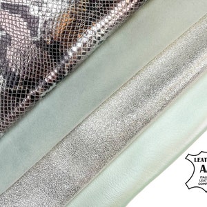 MINT Groene Perlamuter Zilveren Glitters Snake Reliëf, Suède BUNDEL van 4 Lamshuiden / GRATIS Express Levering + Gift / Limited Italiaanse Skins