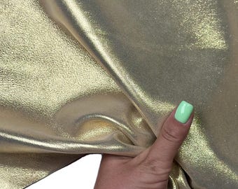 Glittery Light Gold Lambskin Leather 3, 4 sqft Pieces Real Animal Fabric 0.8mm (2oz) Glimmer 1731