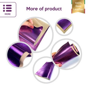 Folha de couro metálico ROXO genuíno 6x6 / 8x10 / 12x12 / 12x18 / 18x24 Retalhos de pele de cordeiro revestida com folha refletora 2oz/0,8 mm Pele metálica VIOLA 705 imagem 5