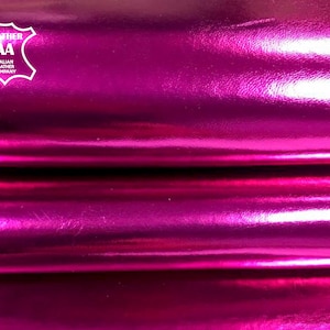 FUCHSIA Metallic REAL Sheep Leather // Purple Glossy skin Hides// Pink Leather Fabric // Genuine Lambskin Pieces // FUCHSIA, 700, 0.8 mm