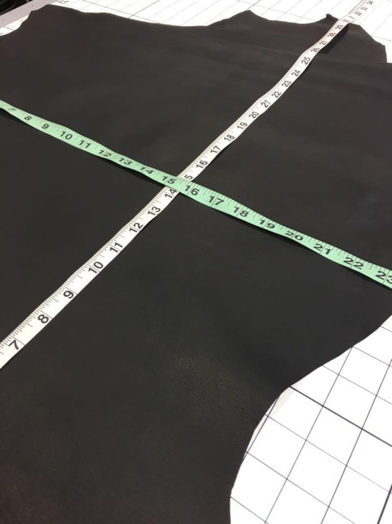 Black Lambskin Leather 5, 6, 7 sqft (0.56-0.76m2) Natural Sewing Animal Hides Italian Quality Leather For Crafts 0.5mm/1.25oz JET BLACK 516 image 7