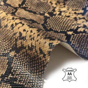 Piel de cordero marrón con relieve de serpiente, 6, 7, 8 pies cuadrados, pieles italianas, 0,7 mm // 1,75 oz Serpiente 1683