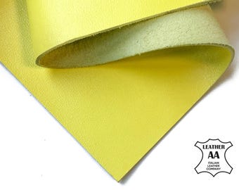 YELLOW Leather Sheet Bright Lambskin 6x6 / 8x10 / 12x12 / 12x18 / 18x24 Scrap Handcut Pieces for Earring Crafts 2.25oz/0.9mm  MAIZE 597