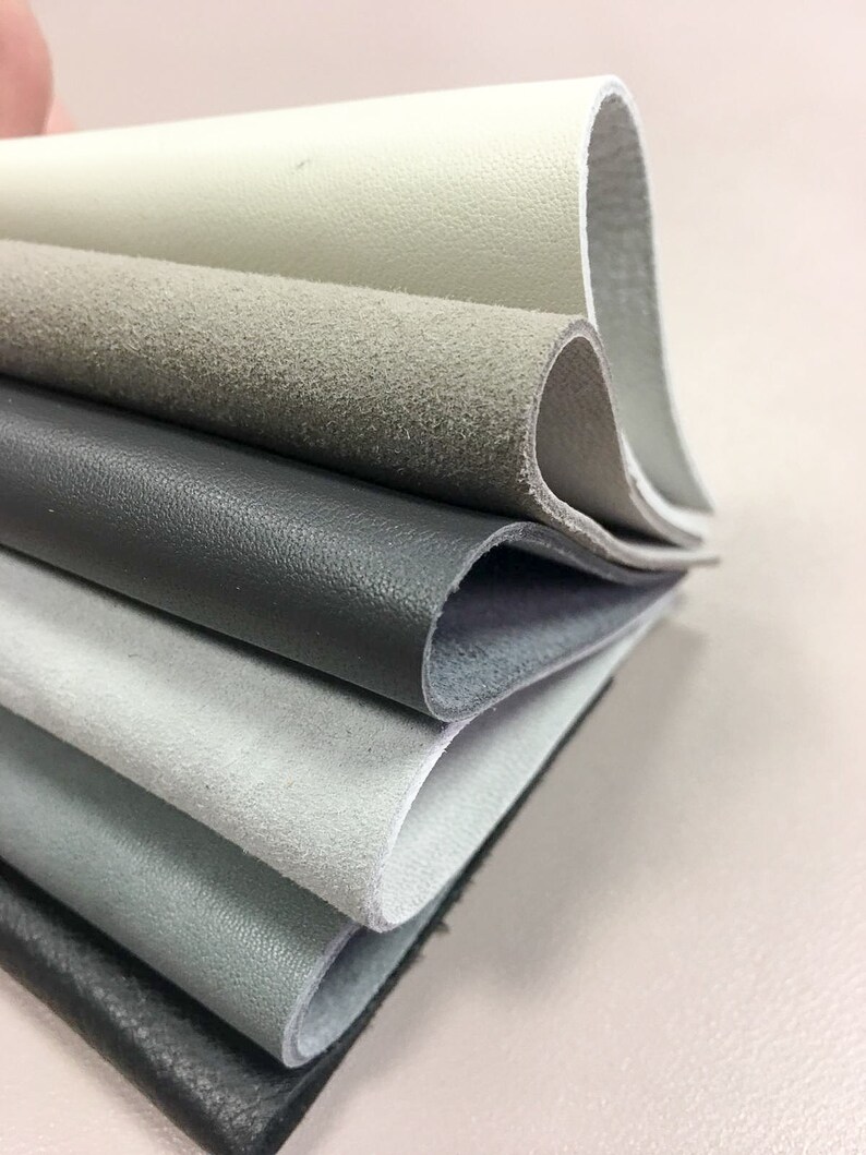 GRAY Leather SCRAP MIX Small grey Real Sheep Hide Remnants Silver Leather Pieces Real leather off cuts Gray suede napa Silver pieces