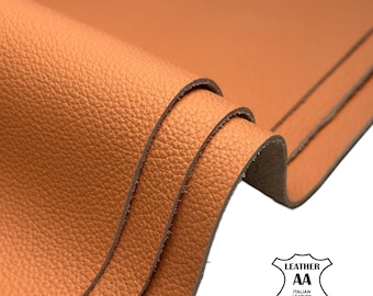 Pebbled Calfskin Leather Sheets 6x6 / 8x10 / 12x12 / 12x18 in Peach Cow Leather 1.2-1.3 mm Thick Pieces 1710 PEACHY