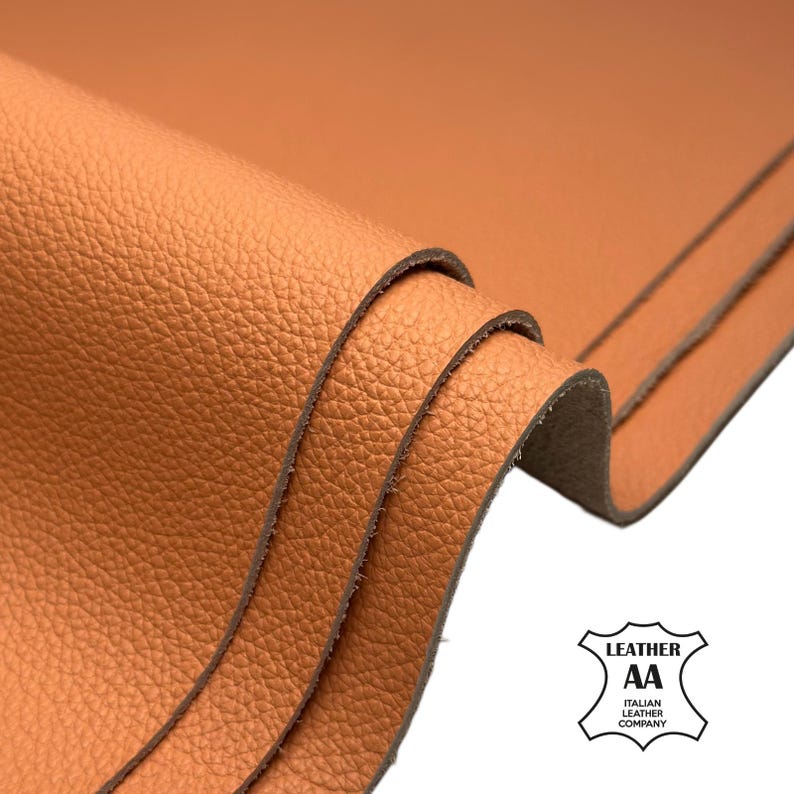 Pebbled Calfskin Leather Sheets 6x6 / 8x10 / 12x12 / 12x18 in Peach Cow Leather 1.2-1.3 mm Thick Pieces 1710 PEACHY image 1