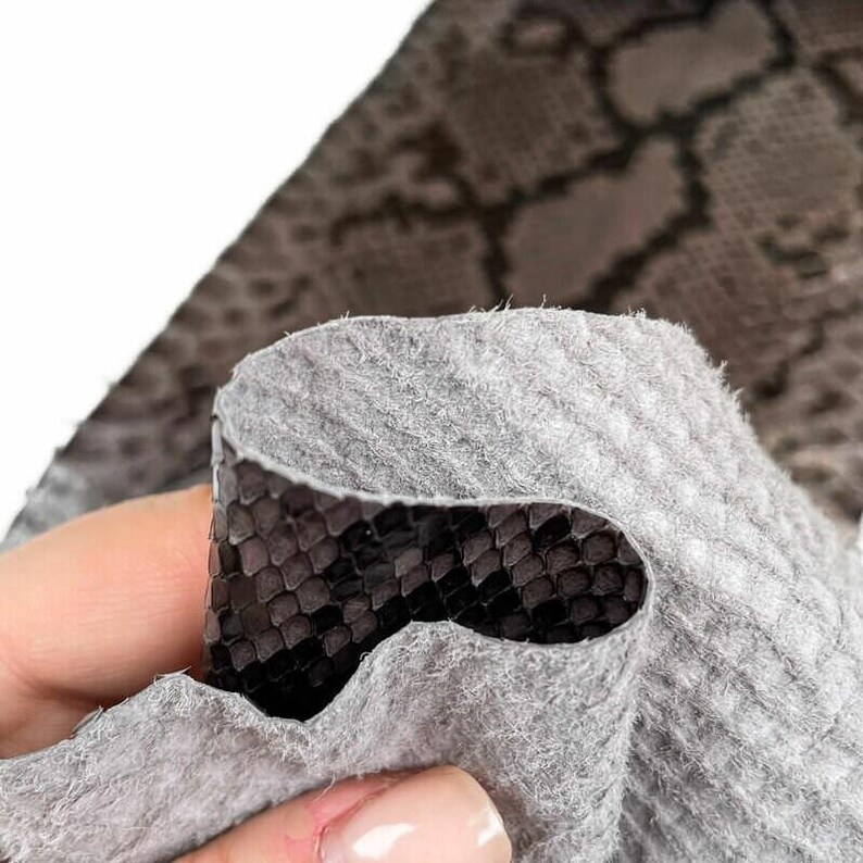 Python Leather Sheets | Snake Hide | Choose Your Size | Gray with Black Python Leather 0.7mm/1.75oz NATURAL PYTHON 1072 image 4