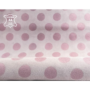 Piel de ante con lunares rosas // Piezas de piel suave // Material de terciopelo para coser // Lunares rosa polvoriento, 1090. 1,0 mm