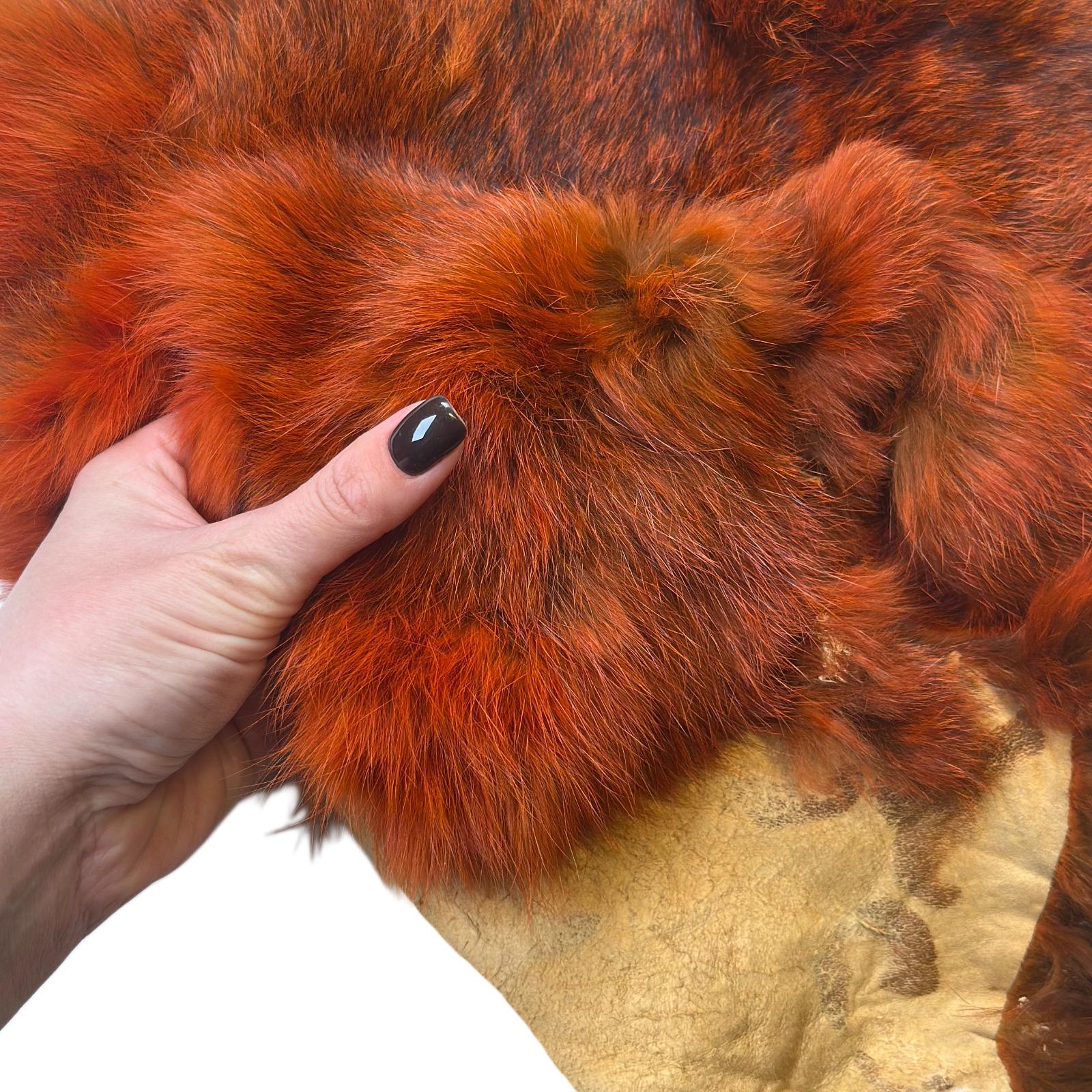Natural Red-brown Rabbit Fur Hide 35x25 Cm // 14x10 in Genuine